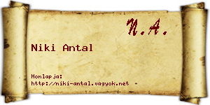 Niki Antal névjegykártya